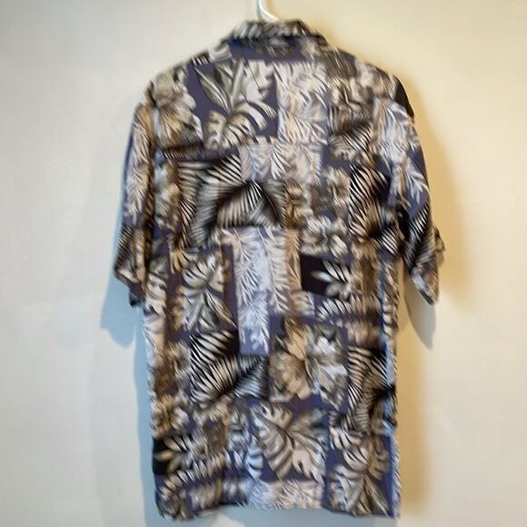 Caribbean Blues Hawaiian Floral Button Down Shirt Men's Size Medium - Picture 4 of 4
